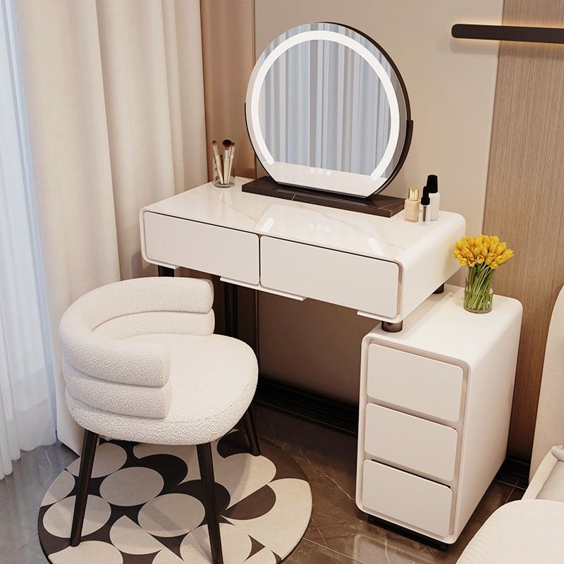 Dressing Table Small Apartment French Cream Style Bedroom Modern Simple Dressing Table Glass Dressing Table Cabinet Cupboard Integrated