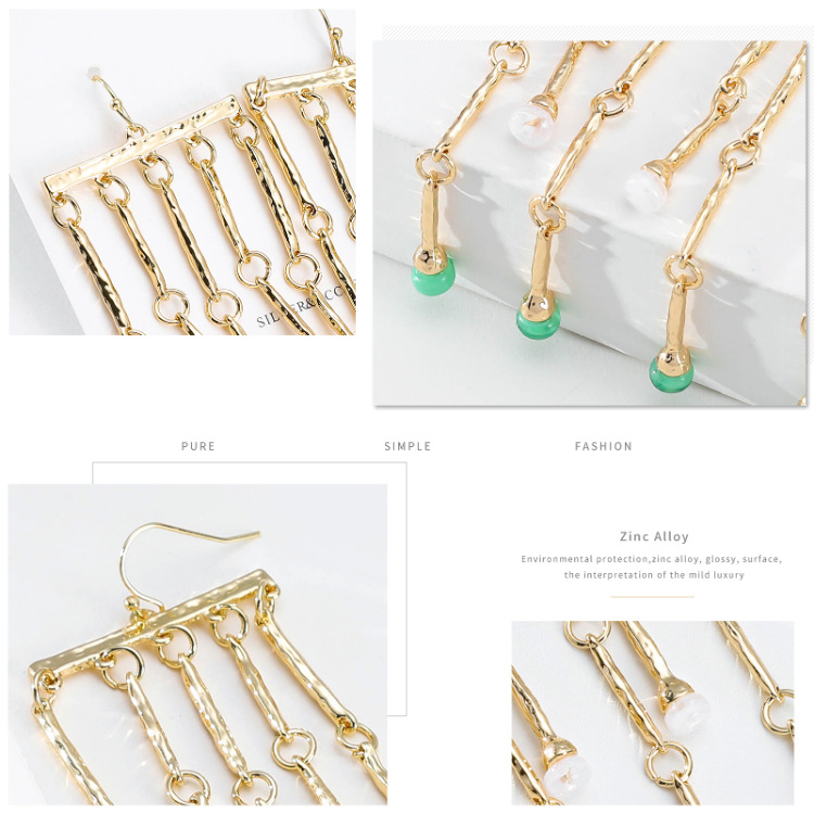 Nihaojewelry Jewelry New Geometric Gold Acrylic Beads Alloy Earrings Wholesale display picture 3