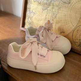 丑萌大头小白鞋女2025春季新款休闲学生面包鞋小众运动百搭板鞋布