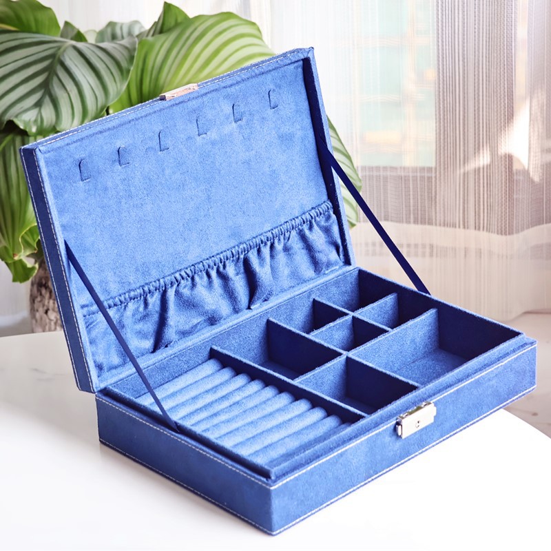 Caja de almacenamiento de joyas caja de joyería portátil caja de joyería de franela caja de joyería al por mayor en stock caja de joyería multifuncional