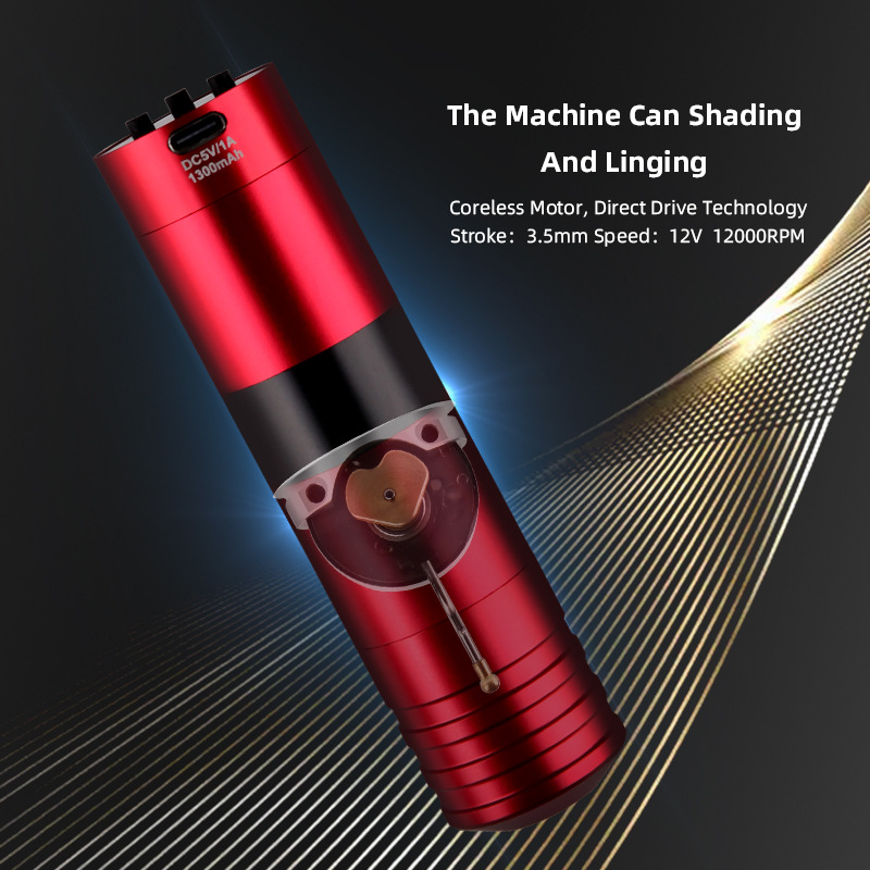 Equipo de tatuaje de Arte de dragón Pluma de tatuaje inalámbrica fantasma Batería de tatuaje recargable Pluma Máquina de tatuaje máquina todo en uno