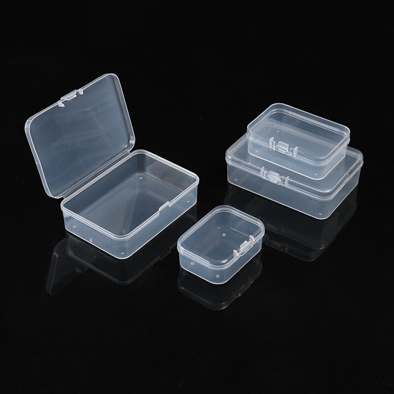 2U8K Plastic Transparent Small Box with Lid Rectangular Earplug Jewelry Gift Box Earring Storage Box Ear Studs