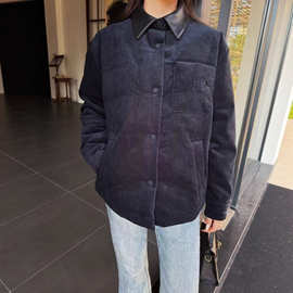 毒家现货高版本原标MU家皮领灯芯绒休复古羽绒服外套休闲宽松