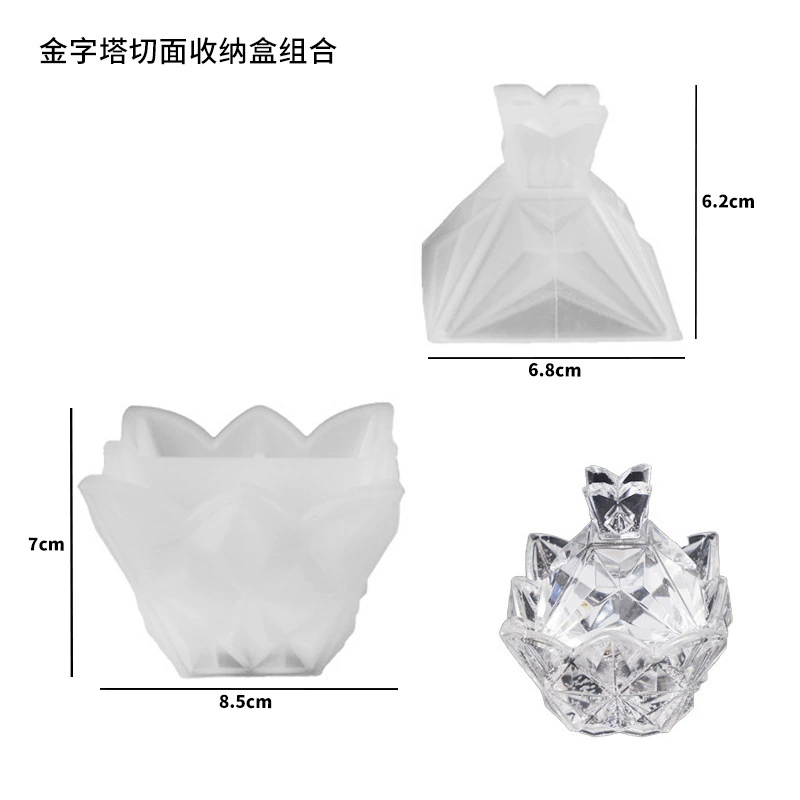 Silicone Storage Box Molds, Mirror-Effect Crystal Resin Shapes for Decorative 3D Boxes