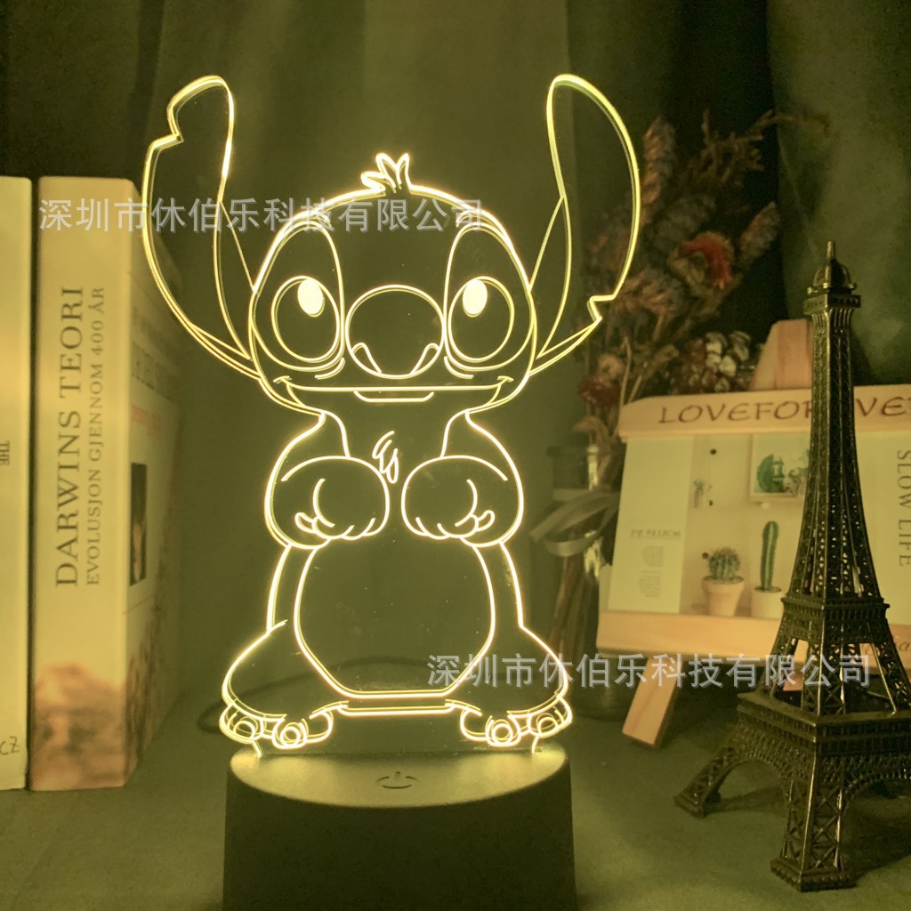 Stitch 3D noche luz colorida táctil control remoto nuevo creativo USB dormitorio escritorio atmósfera lámpara de mesa LED regalo