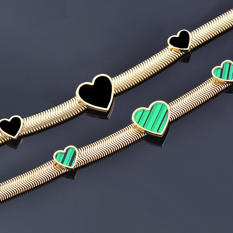 Fashion Heart Shape Stainless Steel Inlay Acrylic Bracelets 1 Piece