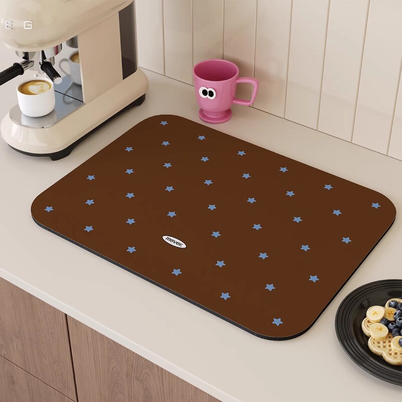 Ins Simple Polka Dot Kitchen Countertop Diatomaceous Earth Draining Mat, Stain-Resistant, Dust-Proof, Easy to Clean, Water-Absorbent Bathroom Mat