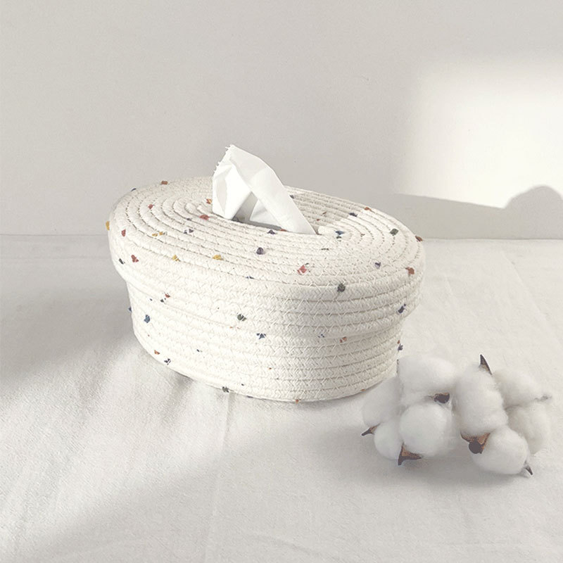 Tissue Box Ins Style Creative Nordic Style Storage Box Simple Rectangular Woven Living Room Napkin Advanced Style Paper Extraction