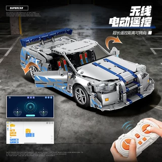 跨境热销积木赛博朋克911兰博星空基尼跑车儿童玩具遥控汽车模型