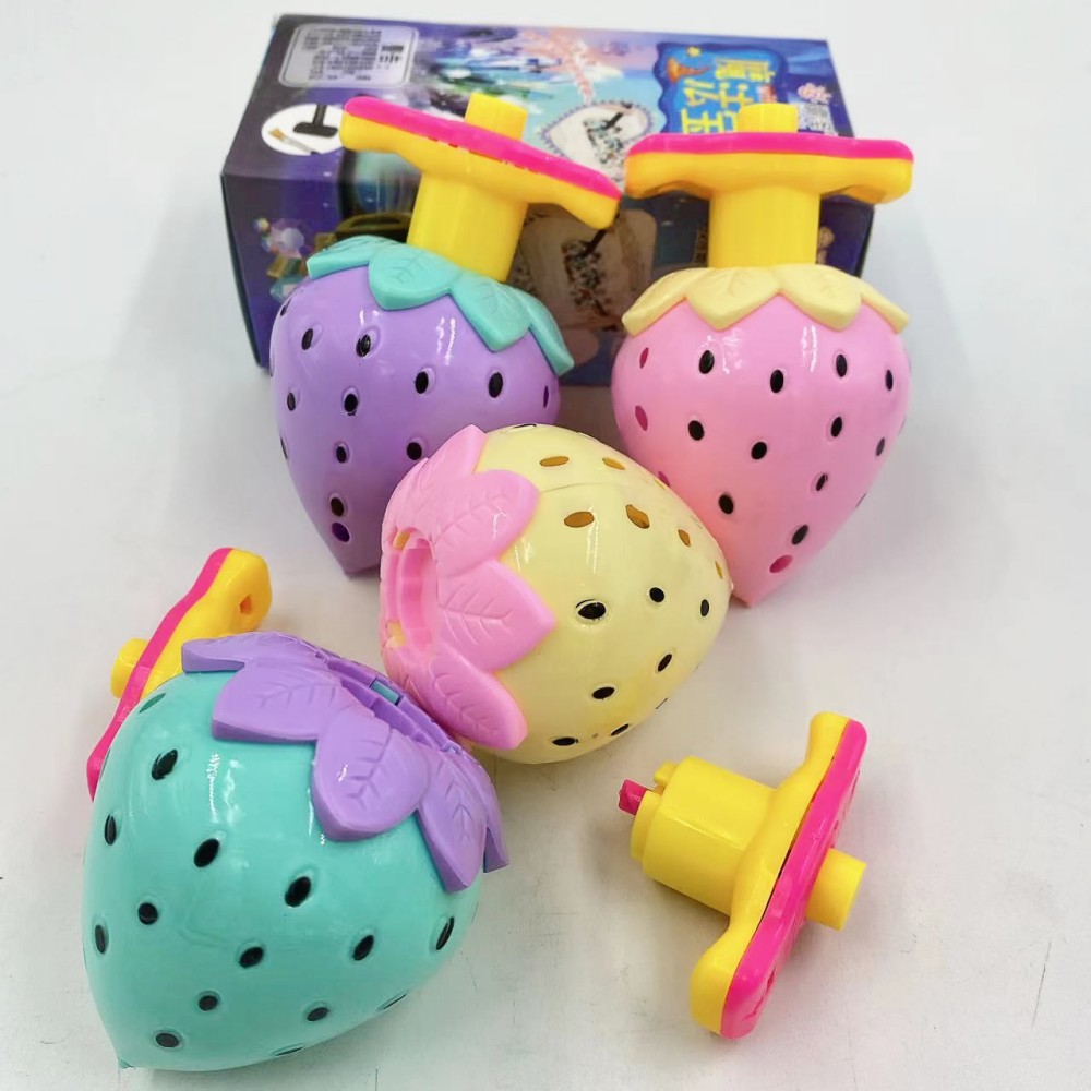 Dibujos animados de fresa luminosa Gyro lanzamiento juguete puesto juguete venta al por mayor mercado nocturno cantina suministro regalo rotación