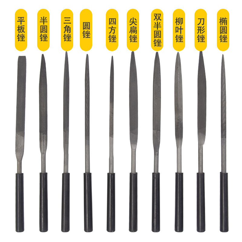 Tangshi Assorted File Set, Woodworking Sanding Files, Steel Files, Plastic Handle Files, Flat, Round, Manufacturer Wholesale