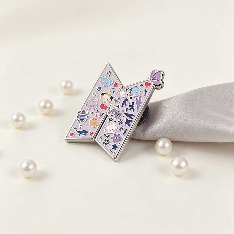 New Korean boy band BTS butterfly-shaped brooch for women, fashionable and creative multi-color enamel brooch gift accessory