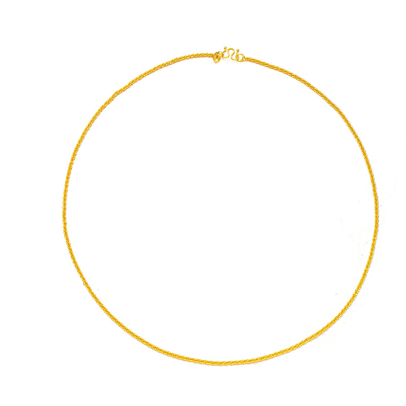 Copper plated genuine gold M button caterpillar Fried Dough Twists necklace women's clavicle element chain DIY versatile_voghion.com