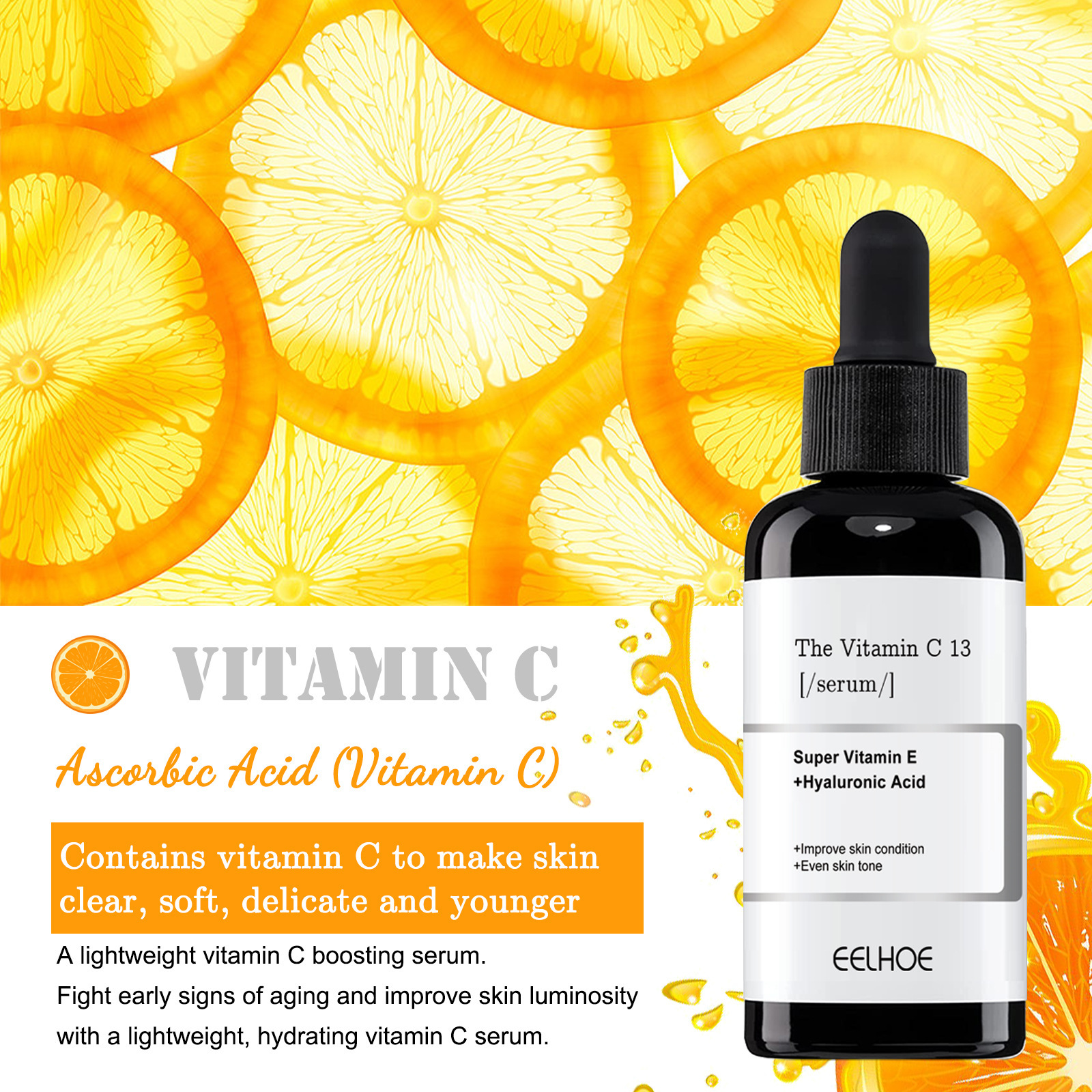 Vitamin-C-Gesichtsbehandlung zur Aufhellung des Hauttons, zur Befeuchtung, zum Verblassen stumpfer Haut und zur Reparatur der Essenz._voghion.com