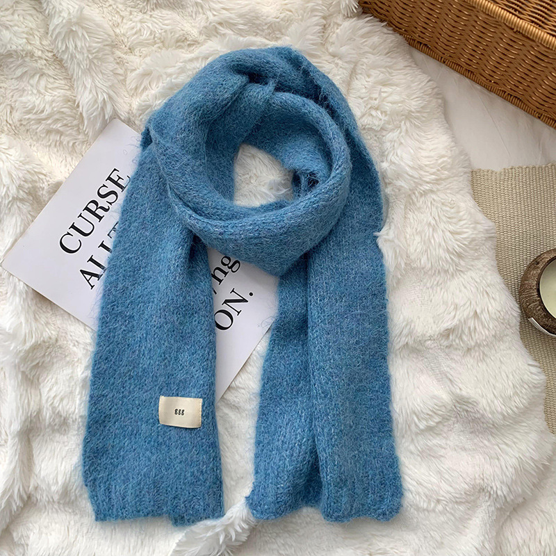 Bufandas de invierno femeninas de alta calidad 2025 nuevo color sólido calentamiento imitación de cachemira collar bufandas de punto al por mayor