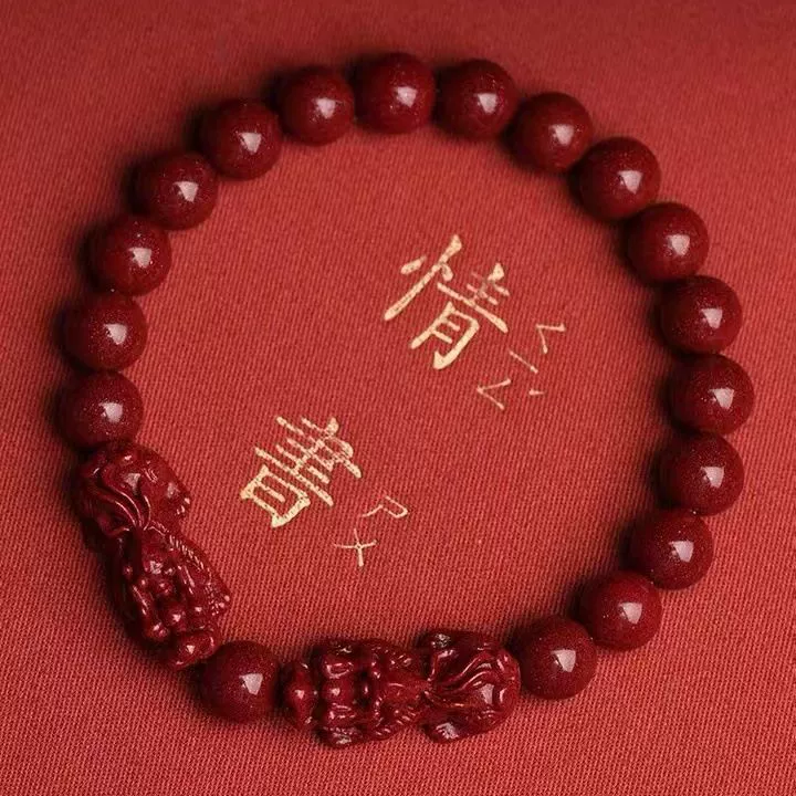 Bracelet, men's birthday charm for friend, cinnabar