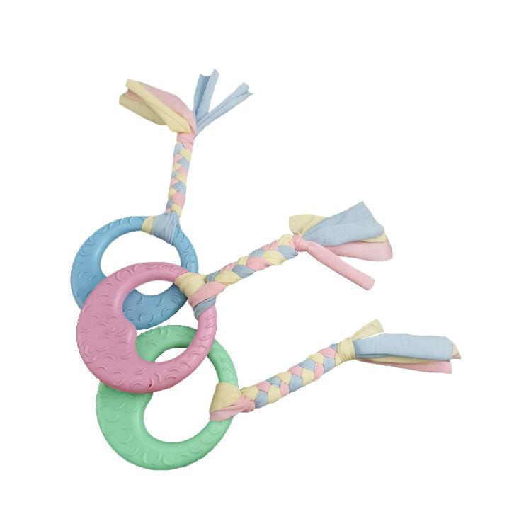 Nuevos juguetes para mascotas al por mayor gato y perro dientes molares limpieza TPR tira de algodón mordedura de perro juguete fábrica al por mayor