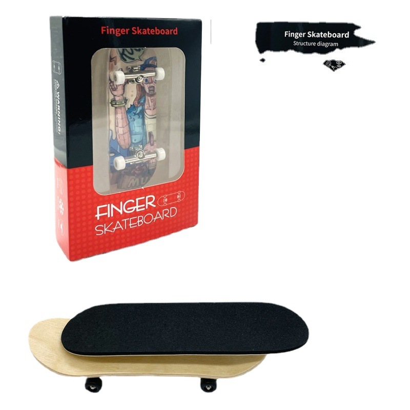 Fingertip Skateboard Professional Maple Finger Skateboard Bearing Wheel Mini Double Rocker Children's Creative Desktop Wooden Toy