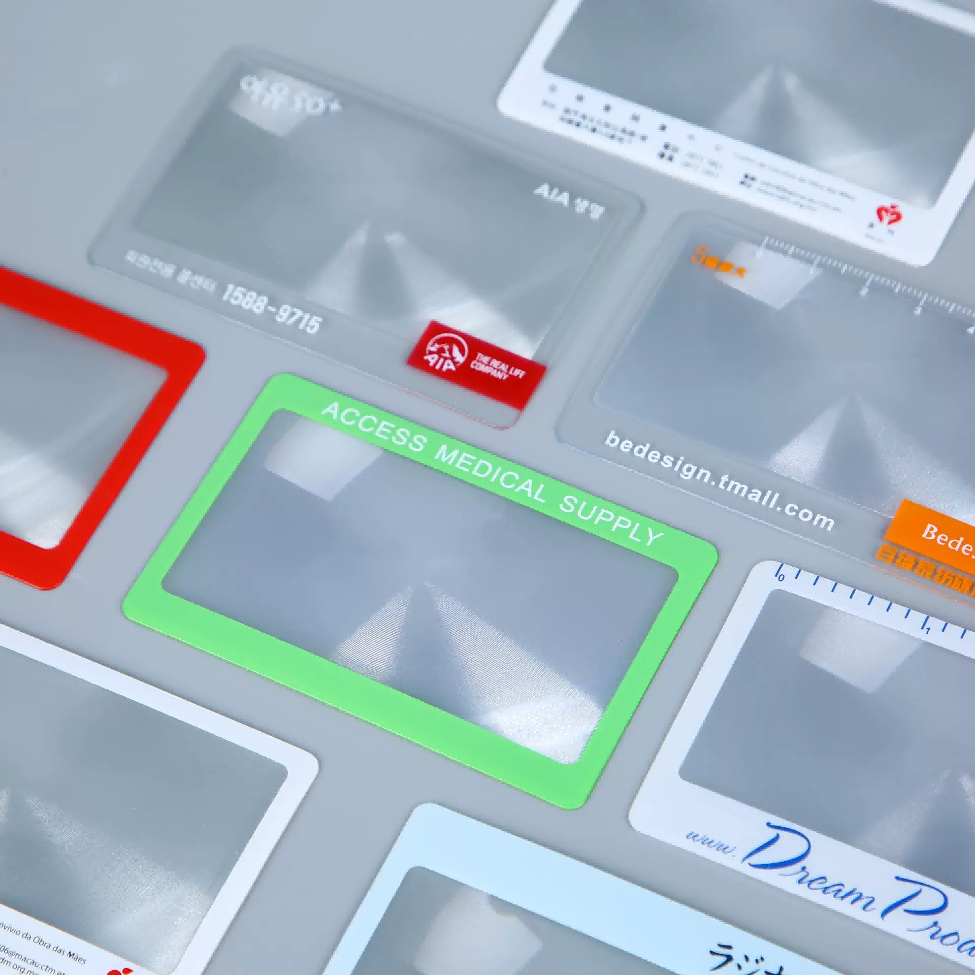 跨境定制超薄名片螺纹平面4倍宣传广告礼品pvc卡片放大镜高清晰