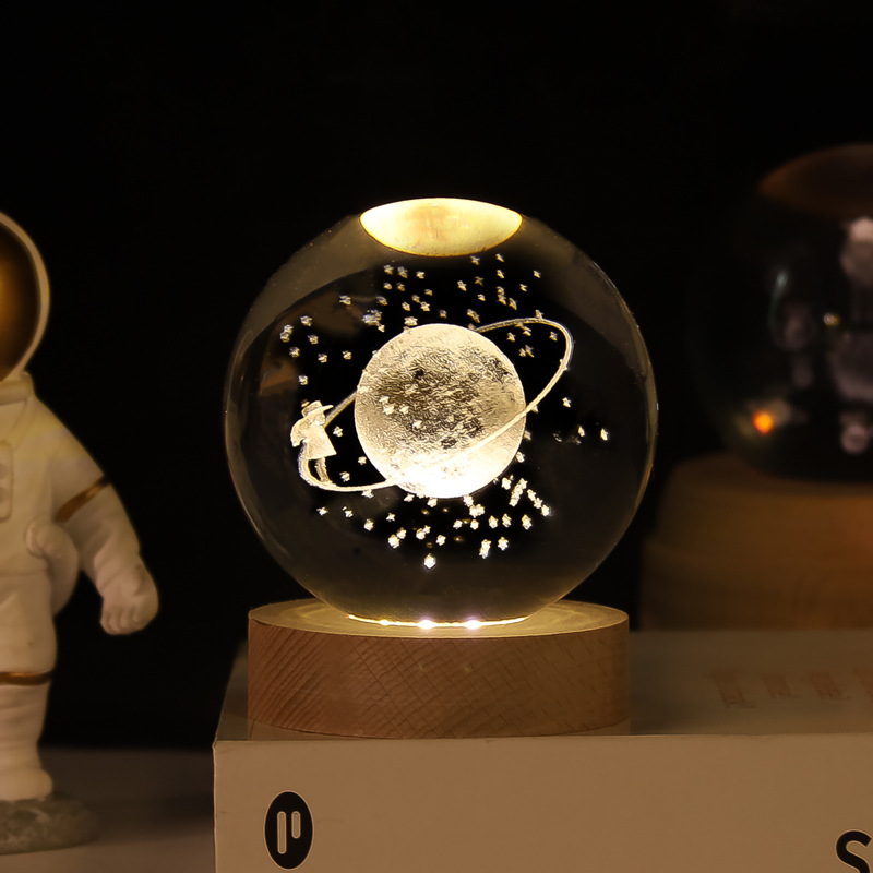 Lámpara Nocturna de Bola de Cristal 3D de Cristal Blanco, Grabado 3D e Iluminación LED, para Decoración y Regalo de Cumpleaños image 10