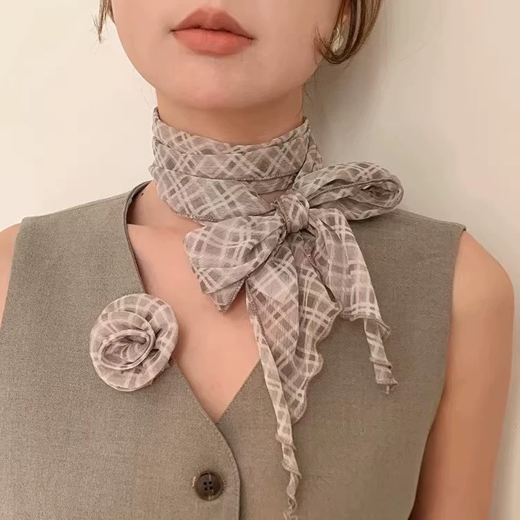 Thin universal scarf, flowered, with neck protection, internet celebrity