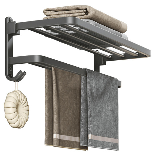 Space aluminum towel rack without drilling, bathroom storage rack, towel rack, bathroom hardware pendant set
