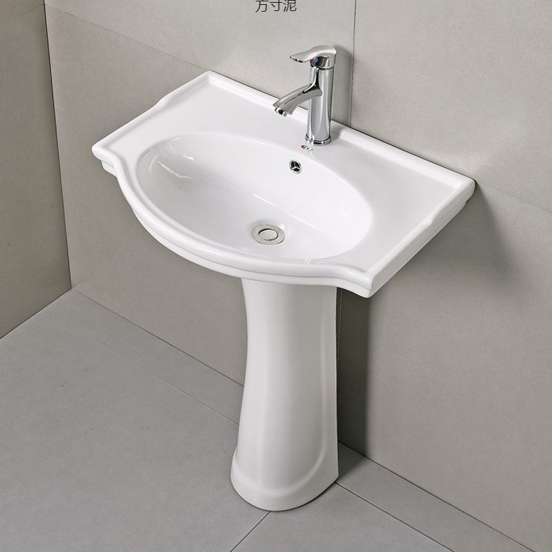 Bathroom Ceramic Pedestal Basin Wash Basin Balcony Wash Basin Bathroom Floor-Standing Wash Basin Foreign Trade Factory Supply Chain