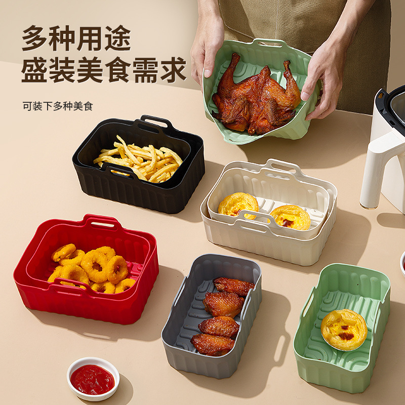Silicone Baking Pan Household High Temperature Resistant Oil Isolation Microwave Oven Tray Baking Tools Air Fryer Baking Pan