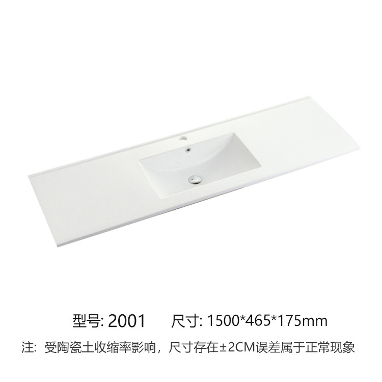 Lavabo de cerámica para encimera, mueble de baño con lavabo integrado, lavabo doble de 1,5 metros.