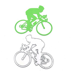 Scrapbooking DIY cutting die, carbon steel die, floral die template, one person riding a bicycle
