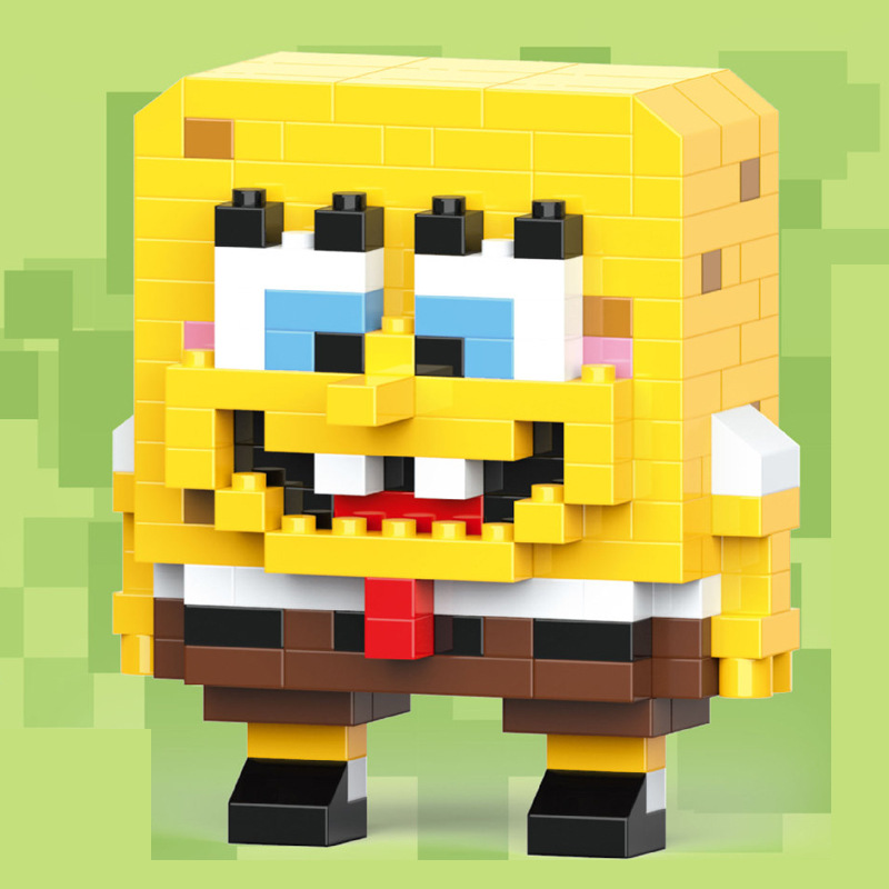 Compatible con LEGO gigante Panda flor azul lindo muñeca de dibujos animados montado bloques construcción juguete para niños puesto caja ciega al por mayor