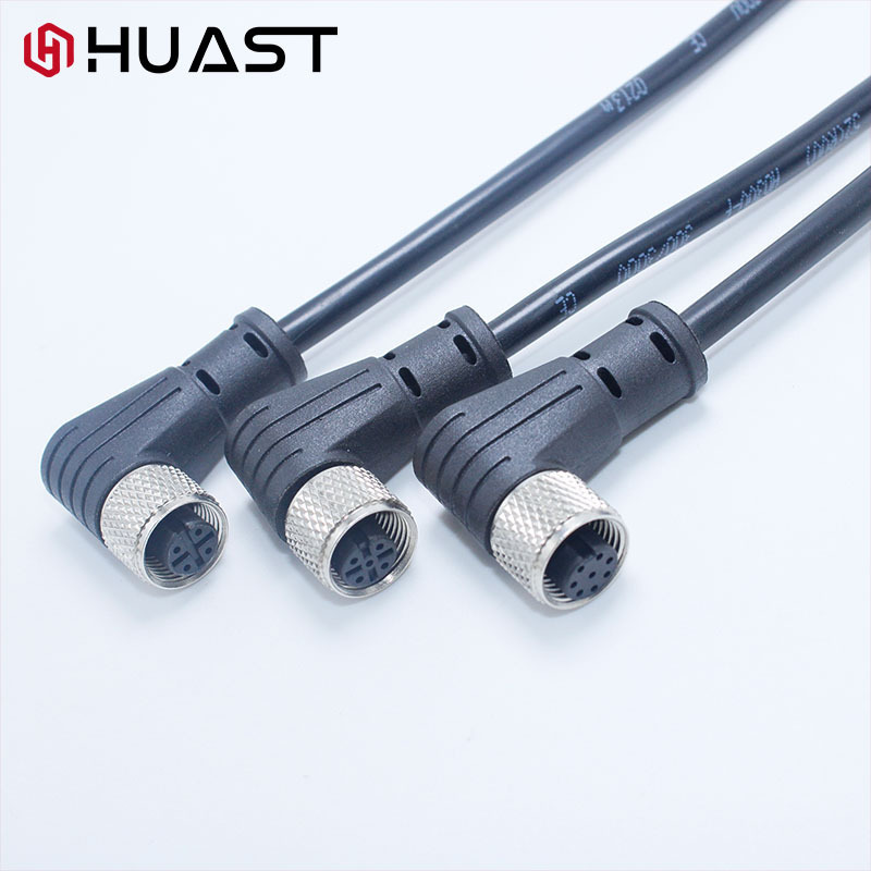 A Code Injection Molded with Cable 90 ° Elbow M12 Waterproof Cable Ethernet Sensor Aviation Plug