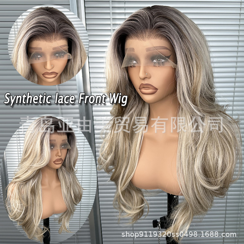European and American Women's Wigs, High-End Synthetic Fiber Wigs, Mixed Color Long Curly Hair, Heat-Resistant Matte Silk Artificial Hair, Factory Ready Stock European and American Women's Wigs, High-End Synthetic Fiber Wigs, Mixed Color Long Curly Hair, Heat-Resistant Matte Silk Artificial Hair, Factory Ready Stock