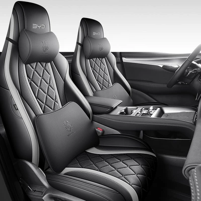Modelə uyğun (Original) oturacaq örtükləri: BYD sea lion 07EV special - black-and-gray-memory-foam-version-special-for-sea-lion-07ev-full-front-row-half-package-in-the-back-row