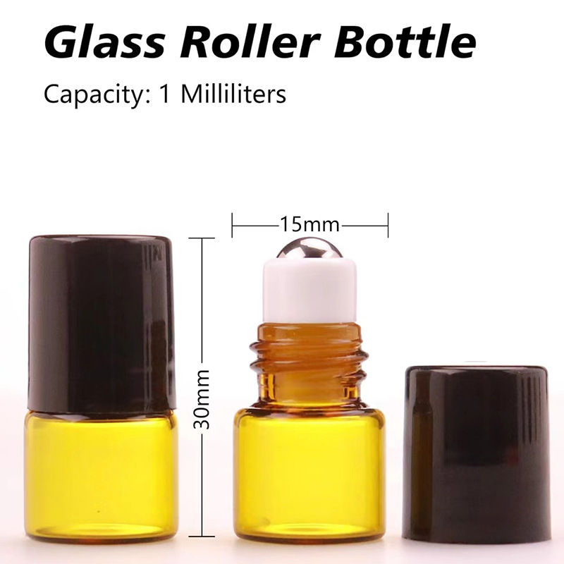 现货供应1ml棕色色滚珠精油瓶香水玻璃分装瓶化妆品分装瓶