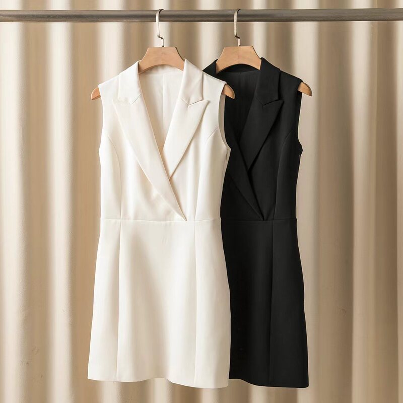 Th Suit Collar Acetate Slim-Fit Sleeveless Dress Versatile Vest British Style Theorist Acetate Fabric Th Suit Collar Acetate Slim-Fit Sleeveless Dress Versatile Vest British Style Theorist Acetate Fabric