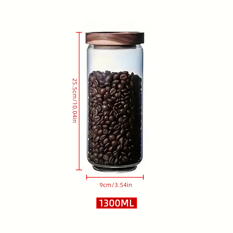 Tanque de almacenamiento de madera de acacia para almacenar alto borosilicato transparente de uso diario con cubierta de cocina de almacenamiento de granos de vidrio sellado de vidrio