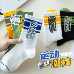 Men's Mid-Calf Socks New Autumn Cotton Socks Ins Trend Anti-Odor Student Sports Basketball Socks Wholesale