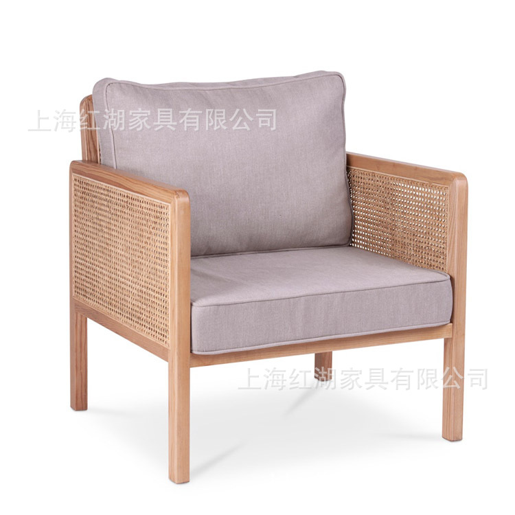 solid wood Rattan Double leisure time sofa Stars hotel Lobby Meeting Room Front Negotiate sofa