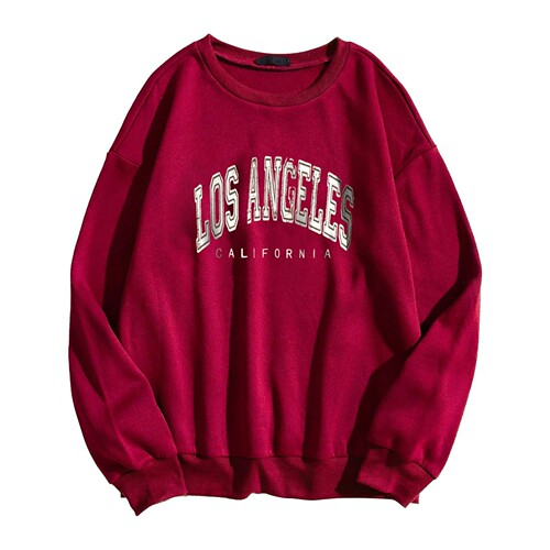 Korean-style printed round neck turtleneck top with letters, pure color, energetic, youthful, fashionable, warm, loose long-sleeved top