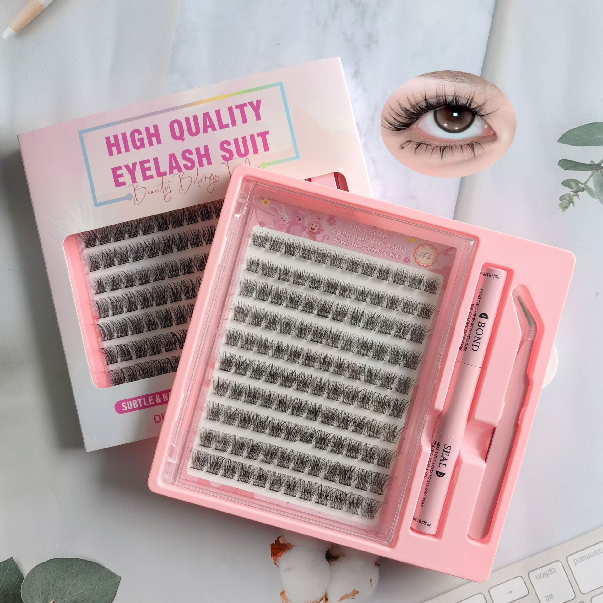 Transfronterizas pestañas falsas 30 - 100D comercio exterior caja de pestañas gruesas con pinzas de pegamento conjunto de pestañas falsas