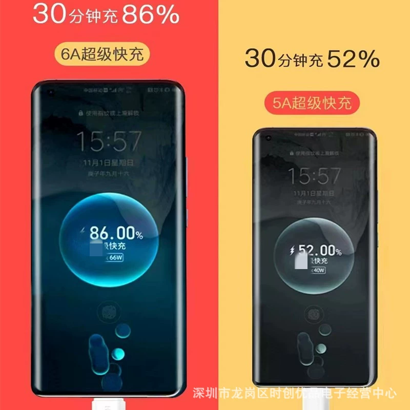 Hongguo 6A кабель для зарядки 100W кабель Android Type-C кабель, супер быстрая зарядка, полностью совместим