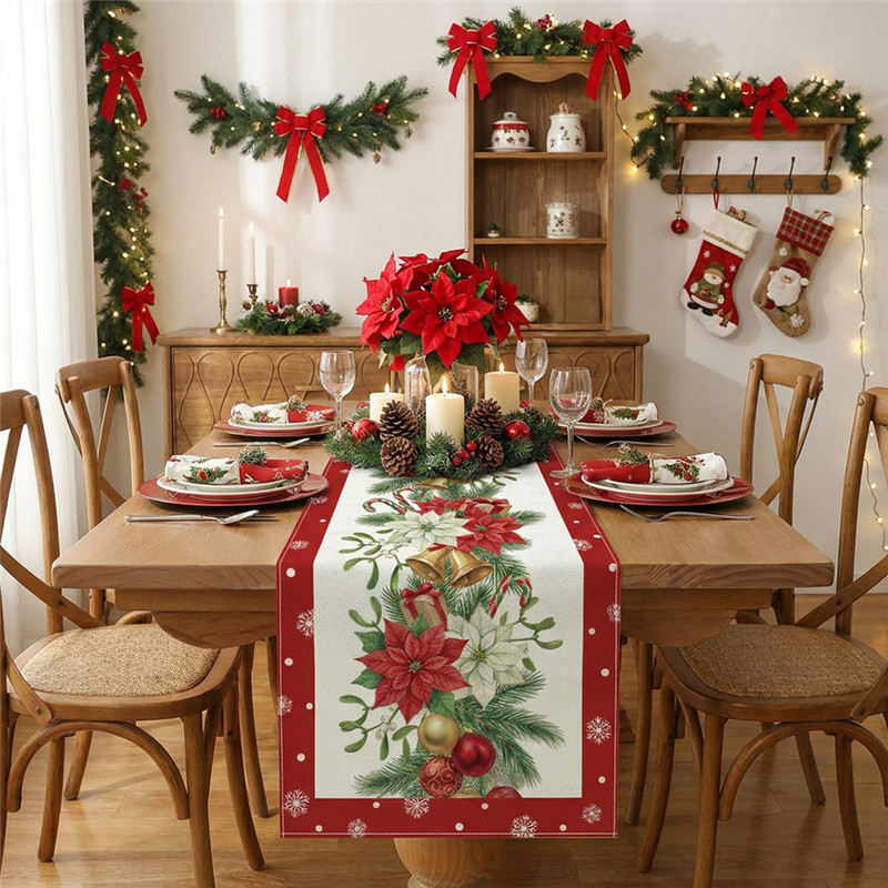 Banderas de mesa de Navidad transfronterizas personalizadas multipatrón impresas bandejas de decoración de mesa de fiesta doméstica tela de mesa image 5
