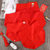 lady gules Underwear lady No trace Year of fate marry Middle-waisted Thin section pure cotton Bright red Cotton triangle shorts