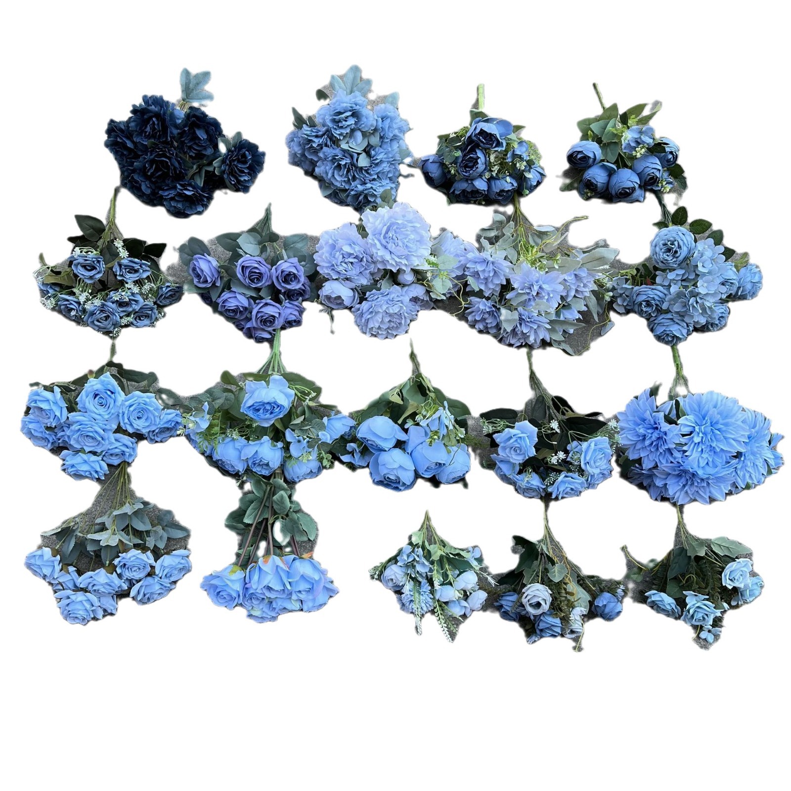 Nuevo azul sola cabeza Hortensia Comercio exterior luz azul oscuro boda simulación Hortensia carretera plomo techo mano sosteniendo flor falsa al por mayor