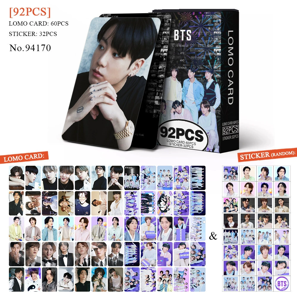 Набор 92 карточки с фото, BTS BPSKTWICE, двусторонние LOMO-карточки, фабричная печать