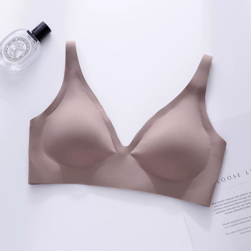 ヨーロッパとアメリカの女性用シームレス下着、小さな胸のプッシュアップ、リムなし、薄い、調節可能な大きな胸、ソフトサポート、胸縮小ブラジャー、クロスボーダー|undefined