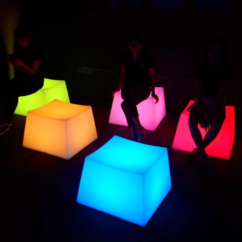 Transfronterizos al aire libre LED taburete de teclado luminoso ajustable silla curva impermeable cuadrada decoración lámpara taburete luminoso image 3