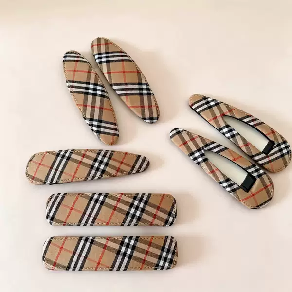 Retro plaid fabric BB clip, simple and versatile side hair clip, classic plaid fabric trim BB clip