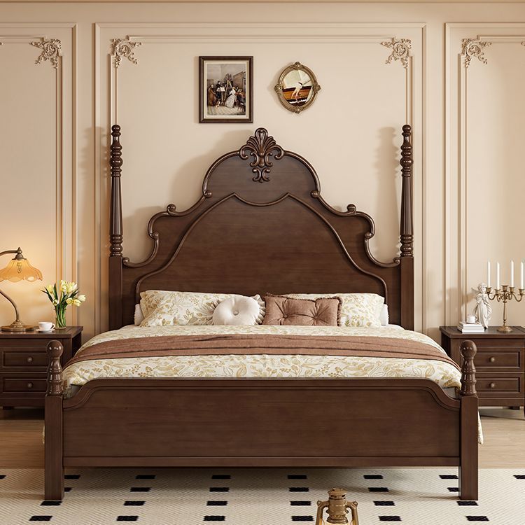 American-Style Country Solid Wood Bed, Modern and Simple 1.8m Double Bed, Master Bedroom, Grand Vintage French Light Luxury Wedding Bed